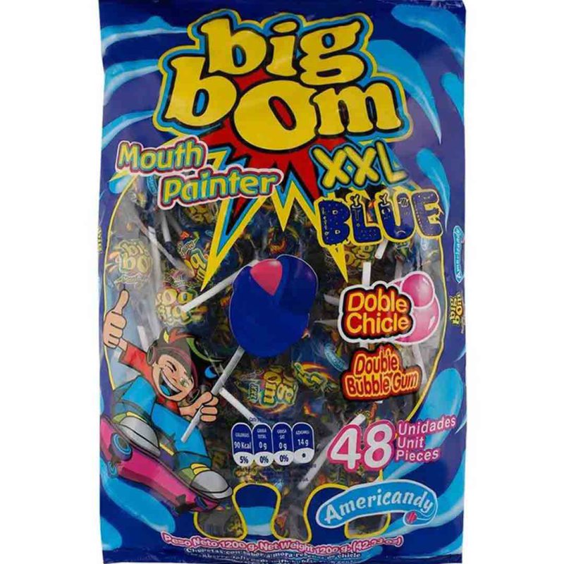 بسته آبنبات بیگ بوم دابل آبی 48 عددی اصل Big Boom