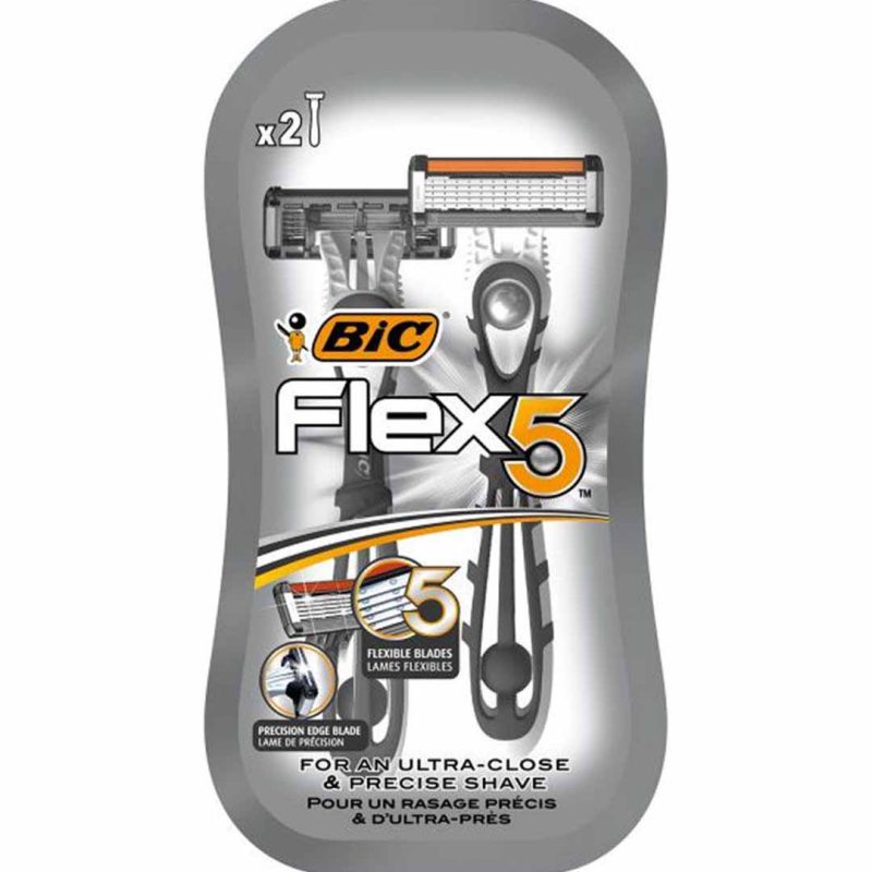 تیغ اصلاح 5 لبه مردانه بیک 2 عددی مدل Bic Flex 5