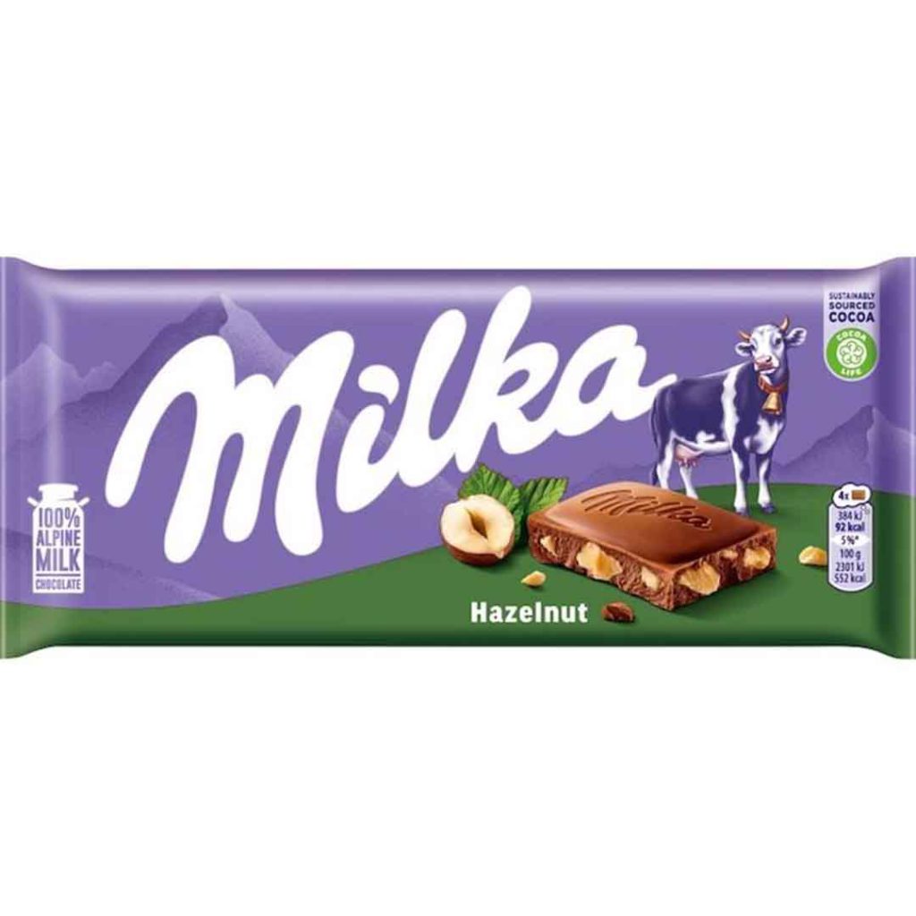 شکلات شیری با مغز فندق 80 گرمی میلکا Milka