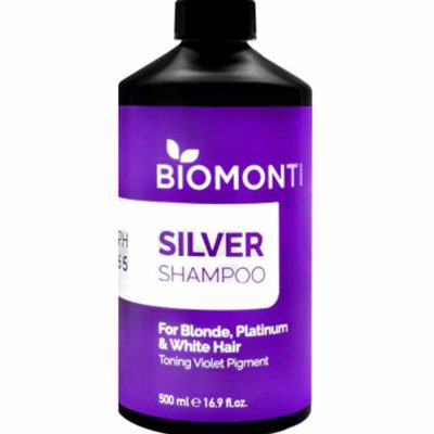 شامپو نقره ای بیومونتی مناسب موهای بلوند، پلاتینه و خاکستری 500 میلی لیتر Biomonti