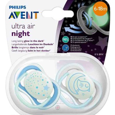 اونت پستانک الترا ایر شب تاب مناسب برای کودکان بالای 6 الی 18 ماه Philips Ultra Air Night