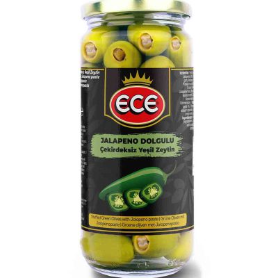 زیتون سبز پر شده با خمیر جالاپینو 500 گرم ای سی ای ECE
