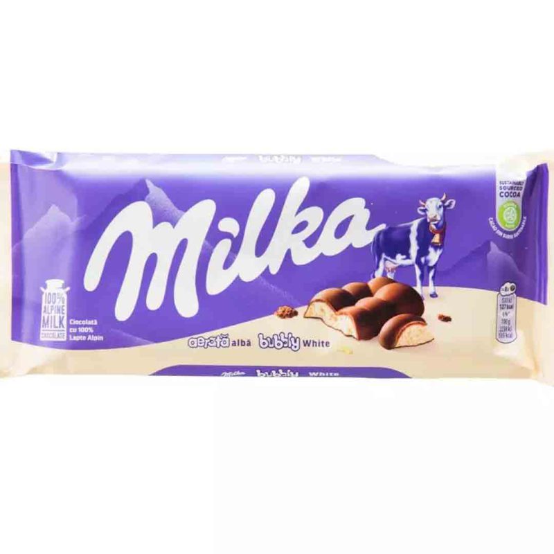 شکلات تخته ای سفید حبابی 95 گرم ملیکا Milka