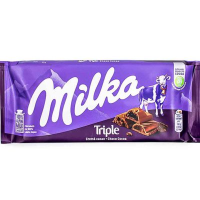 شکلات تریپل کاکائویی با سه مغز مختلف 90 گرم ملیکا Milka