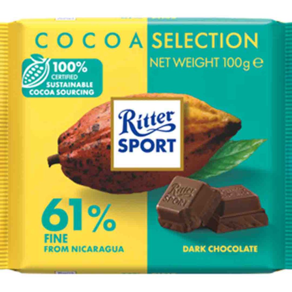 شکلات شیری 61% ریتر اسپرت کاکائو سلکشن 100 گرمی Ritter Sport